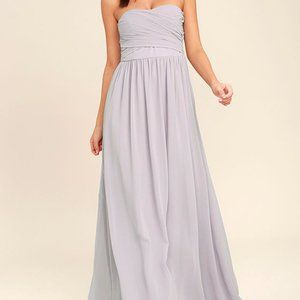 Light Grey/Purple Strapless Maxi Dress NWT